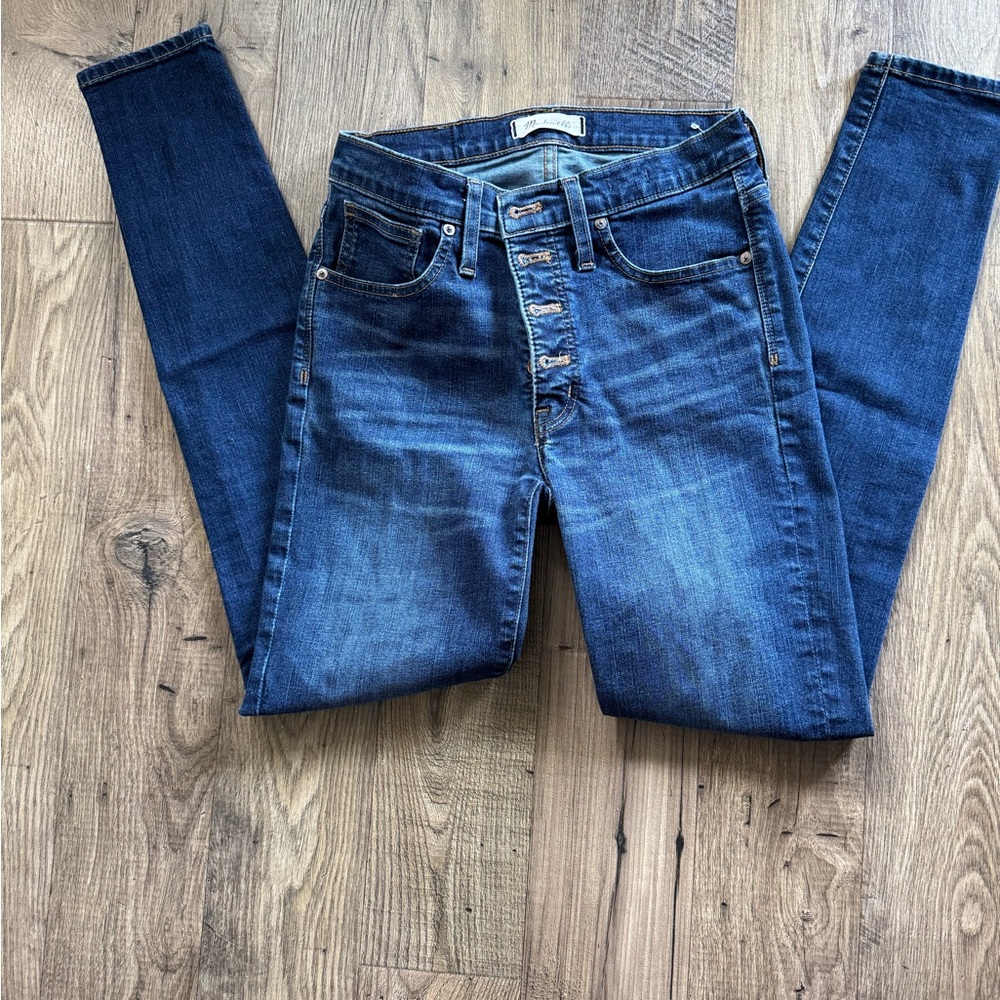 Madewell Blue Skinny Jeans with Faded Details